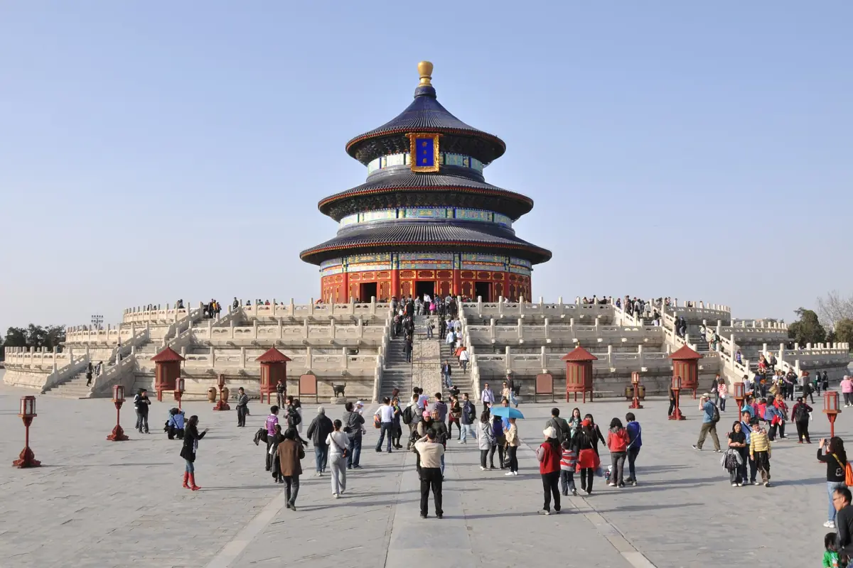 The Hall of Prayer for Good Harvests under a blue sky